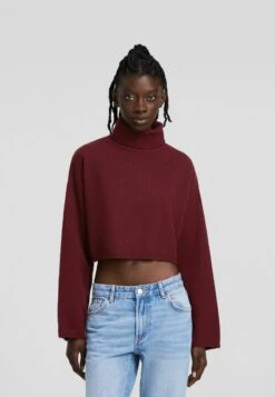 BERSHKA High Neck MaglioneDark Red Donna Maglieria BEJ21I0KS-G11
