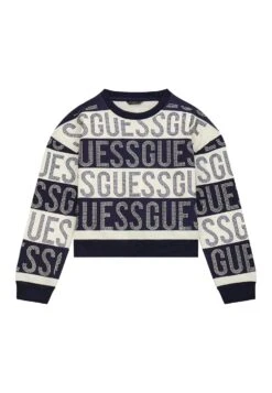 Guess Allover-Strass-LogoFelpaMehrfarbigGrundton Blau Bambini Pullover & Cardigan GU123K09Y-K11