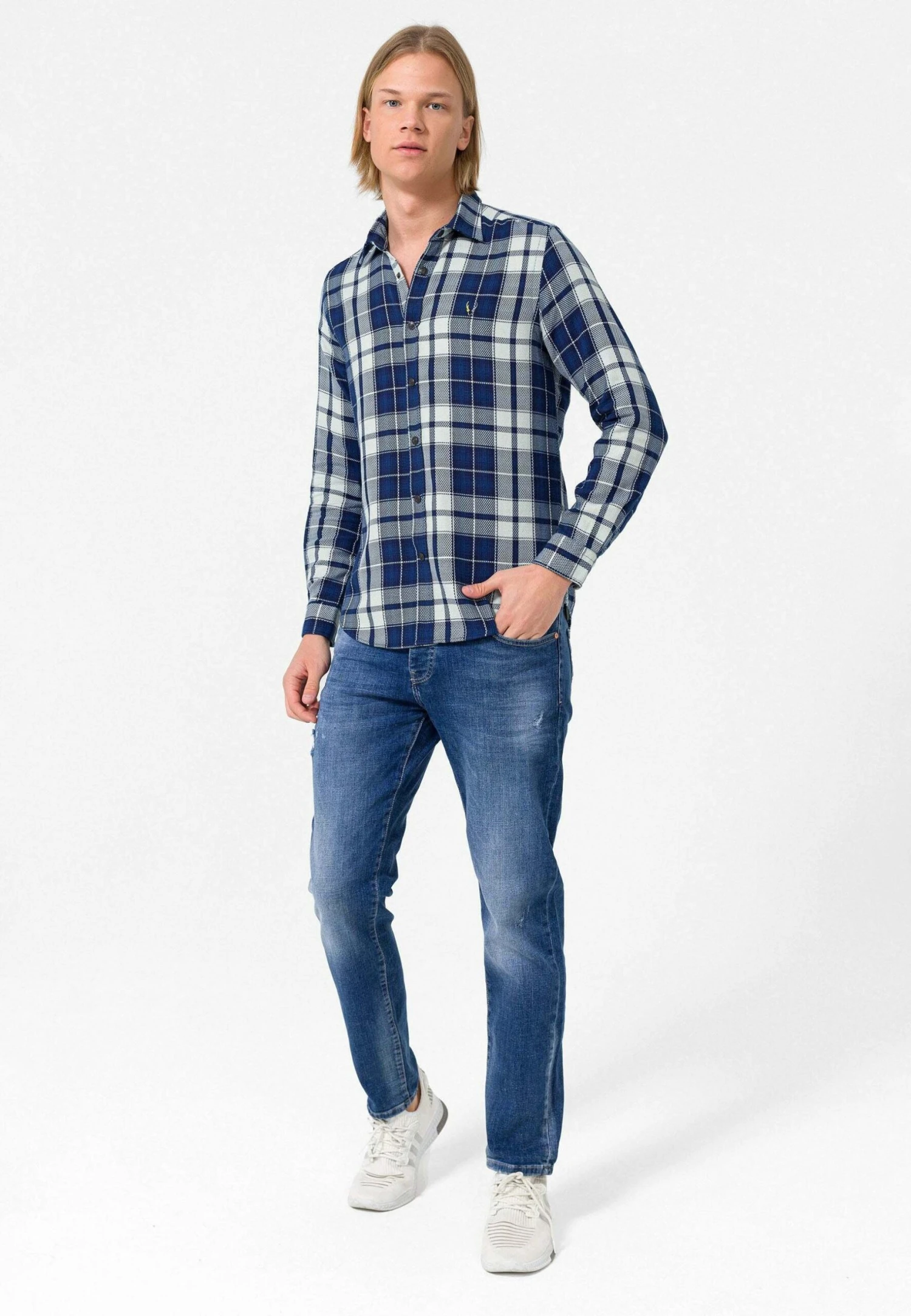 Casual - Camicia - Beige-Navy 4 Casual - Camicia - Beige-Navy - immagine 2