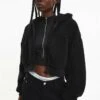 Calvin Klein Jeans Cropped Sherpa Giacca In PileBlack Donna Felpe C1821J0CH-Q11