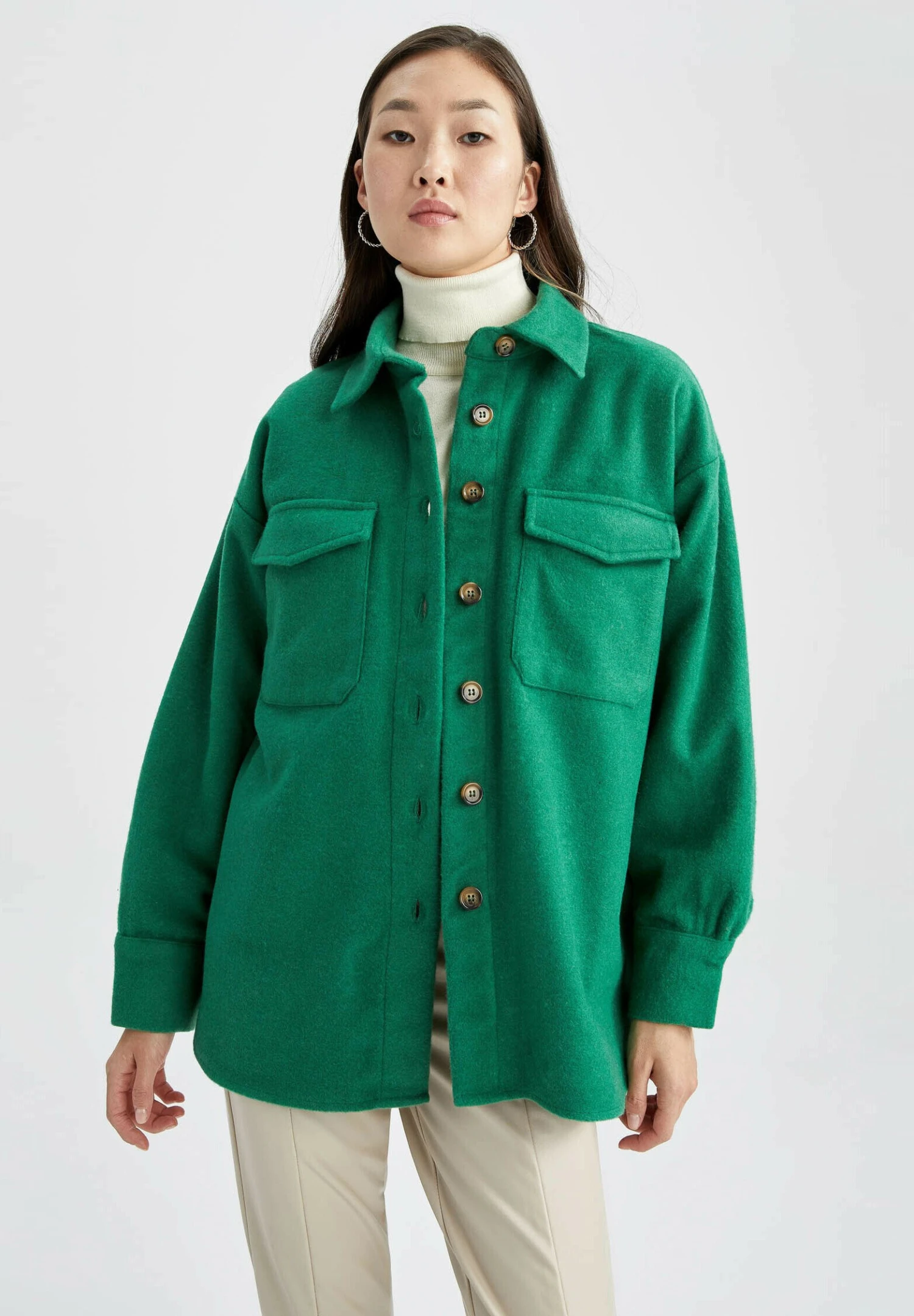 DeFacto Shacket CamiciaGreen Donna Camicie E Bluse DEZ21E15M-M11 3 DeFacto Shacket CamiciaGreen Donna Camicie E Bluse DEZ21E15M-M11