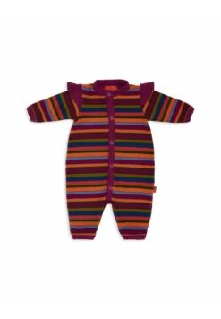 Gallo Fuchsia Romper With Multicoloured StripesTuta JumpsuitMagenta Prussia Bambini Tute E Set GA624D005-I11